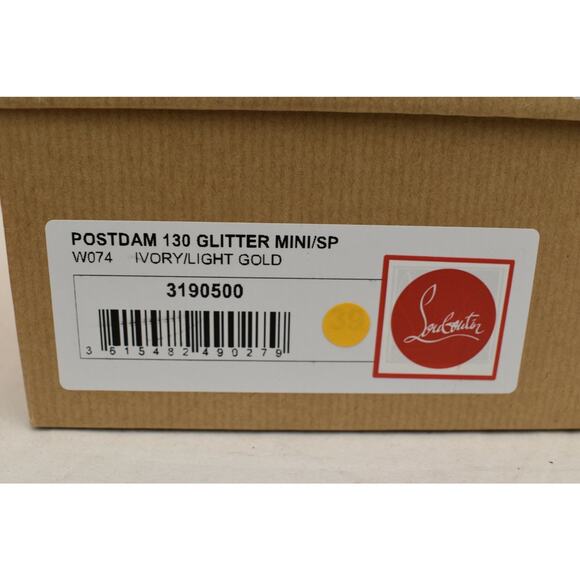 LOUBOUTIN POSTDAM 130 IVORY GOLD GLITTER LEATHER SLING BACK PLATFORM PUMPS 40.5 - Picture 12 of 12